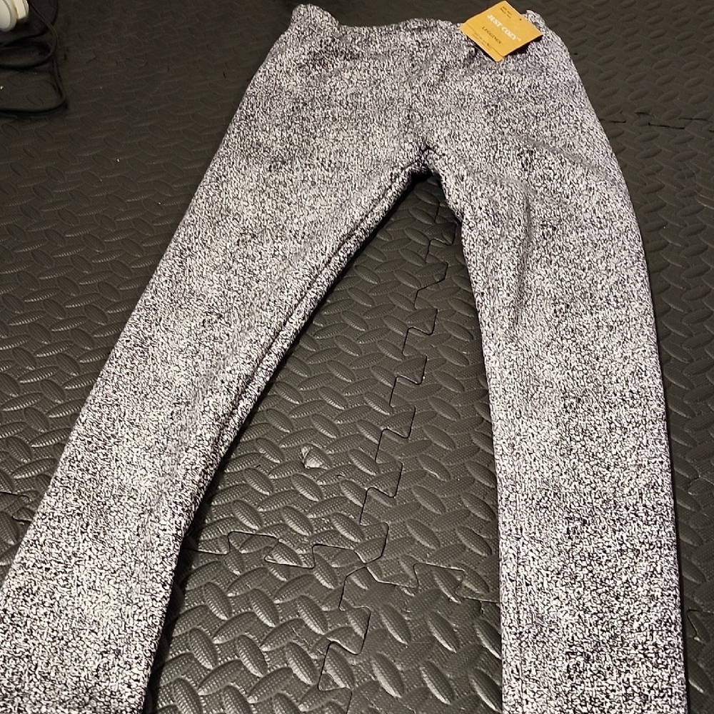 NWT Women's Fleece lined Speckled Black and White Leggings, Size XS/S